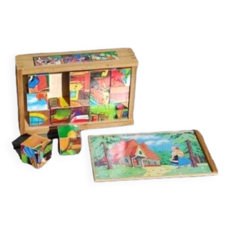 Jeu de cubes anciens en bois