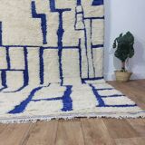 Azilal vintage rug 310x200 cm - Blue geometric patterns