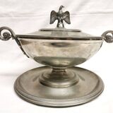 Pewter covered cup dish decorated with an imperial eagle empire napoleon