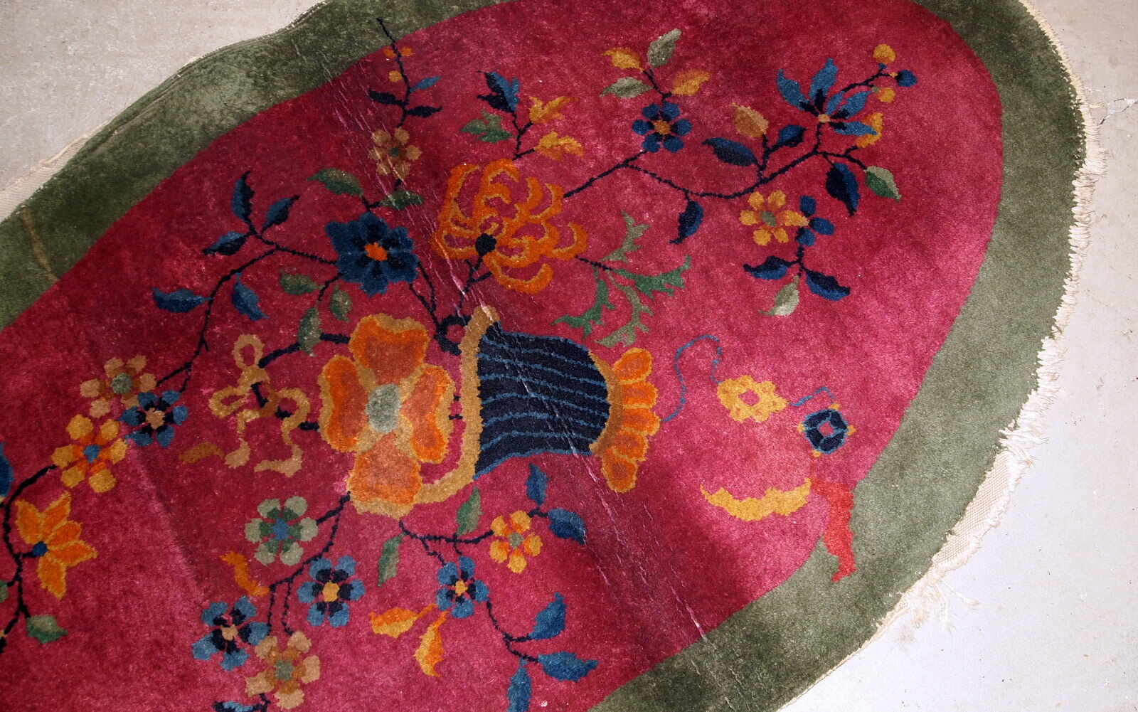 Former carpet oval chinese 89x 150cm, 1920