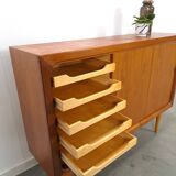 Mid Century Deens teak hoog dressoir