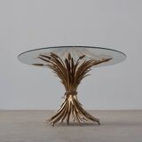 Hollywood regency gilt sheaf of wheat side table “coco chanel”, Italy 1960s