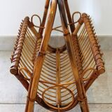 Porte-revues en rotin et osier vintage