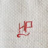 Damask tablecloth in metis, monogrammed HP - 210x130 cm