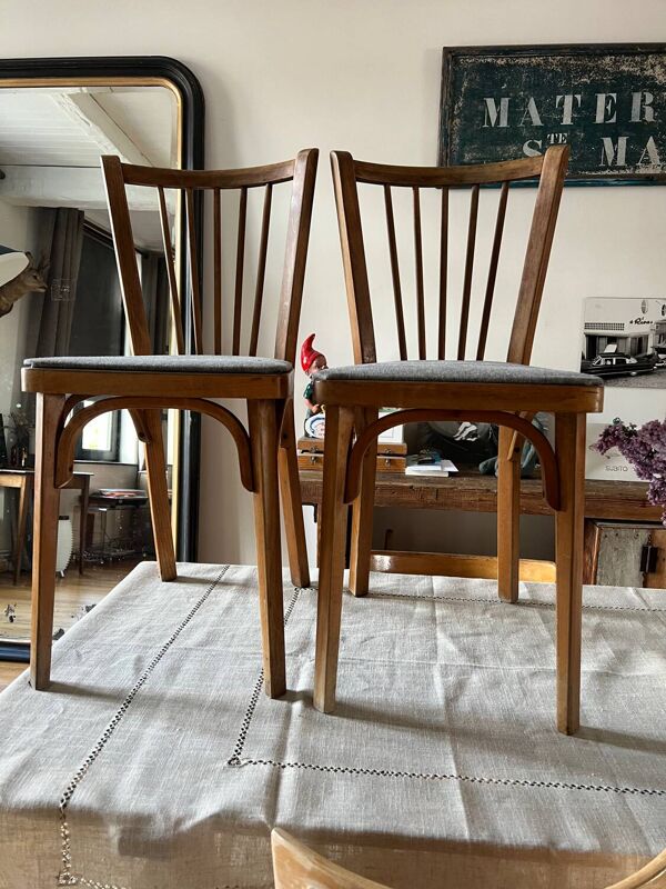 Paire de chaises bistrot Baumann anciennes
