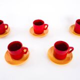 Set of ceramic mugs, Italian design, 1980s, made in Italy