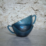 Set of 2 cups in blue glass Arcoroc