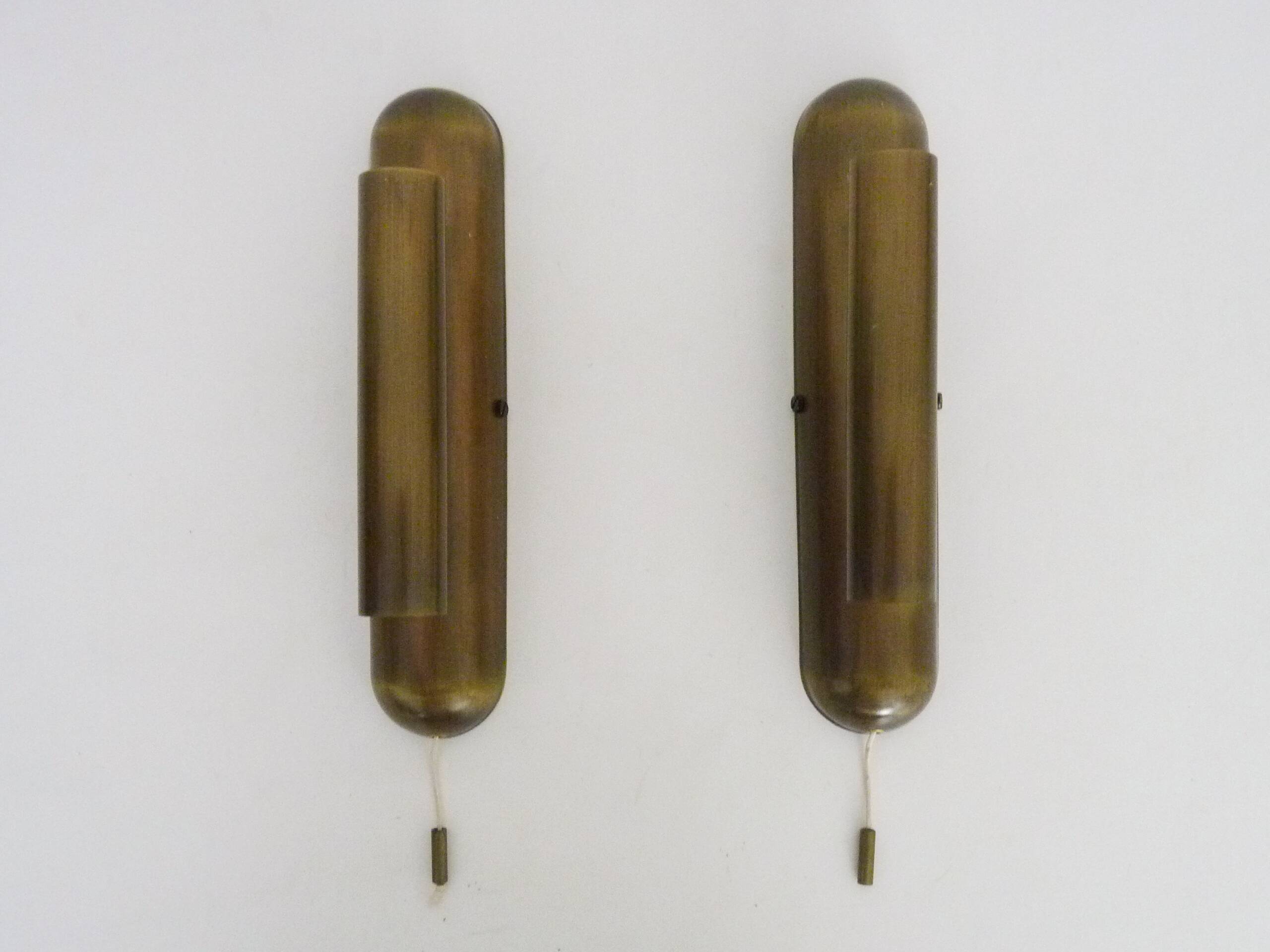Pair of Je Fassung brass 2-light wall lights made in Germany