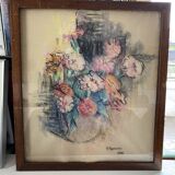 Watercolor of flowers on paper