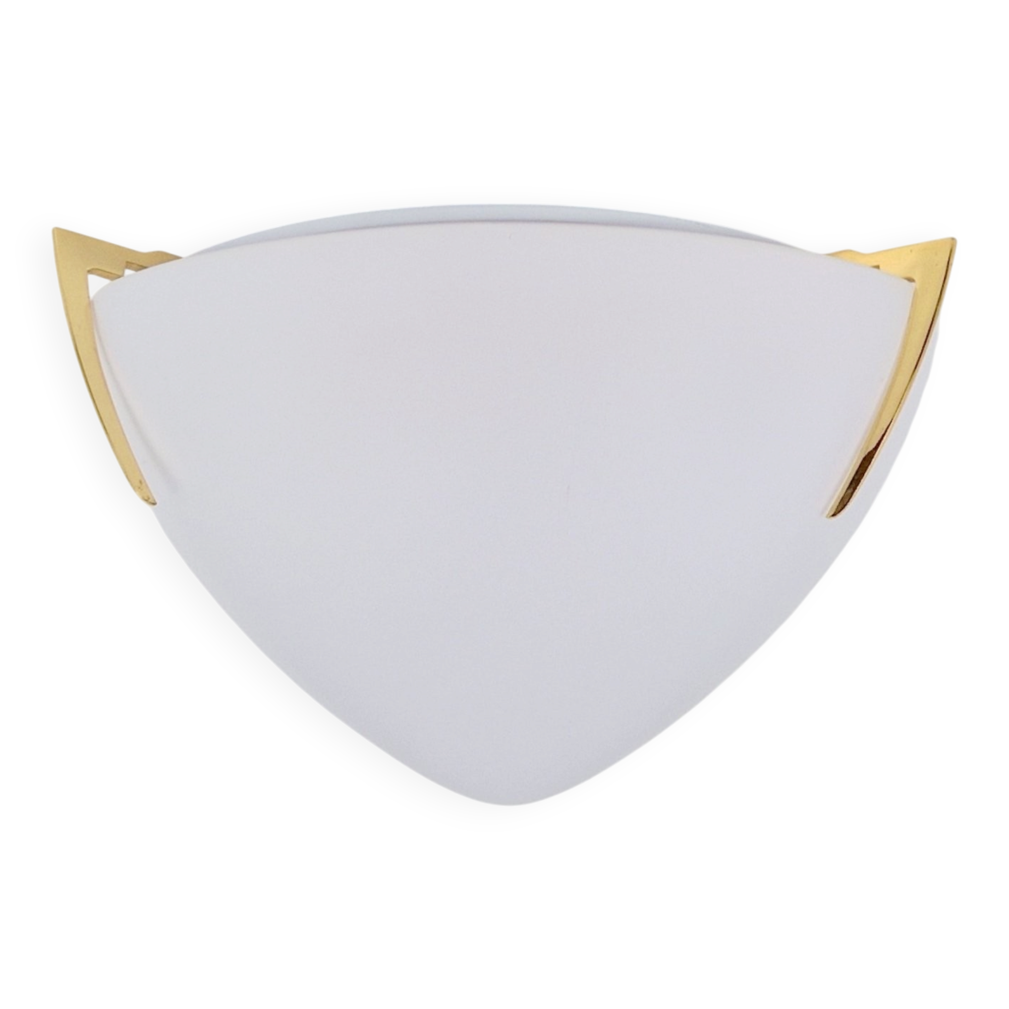 Regency Brass and White Glass Ceiling Lamp from Milan, Spain, 1970s