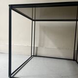 coffee table in wired metal and black smoked glass, 1970 design