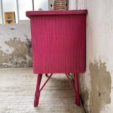 Vintage pink rattan chest of drawers