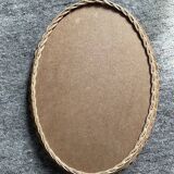 Vintage oval rattan mirror