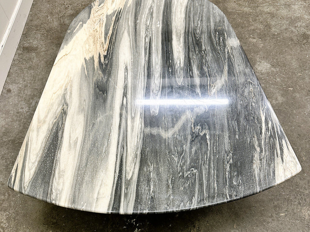Large vintage unique marble table with zig zag base, France, 1980s