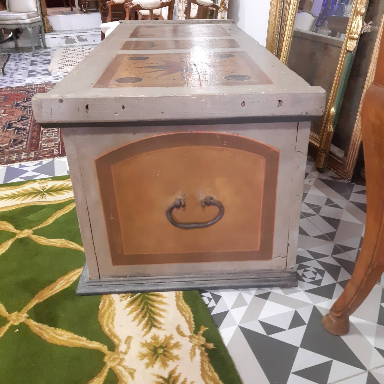 Grand coffre banquette peint 149X58