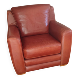 High-end brown genuine leather club armchair