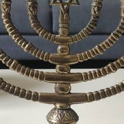 Large Menorah/Hebrew Chandelier with 8 branches. Star of David. Bronze.