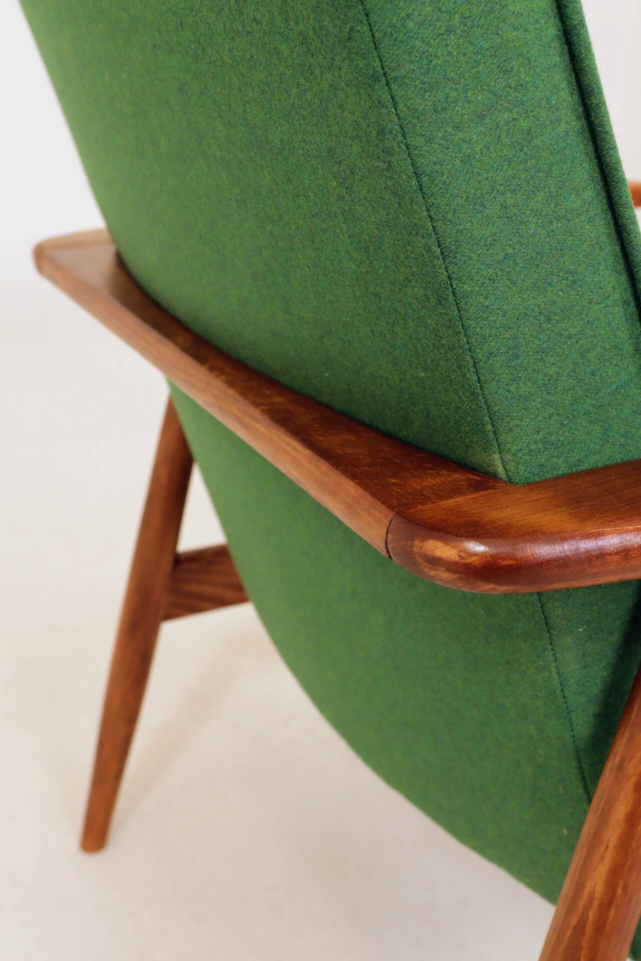 Mid Century Lounge Chair Vintage Moss Wool, Poland 1960