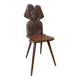 Old Alsatian carved wooden chair – traditional character backrest