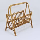 Bamboo and rattan magazine rack in the style of Franco Albini, Italy, 1950s.