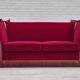 1970s, Danish drop arm "Spanish" sofa, original condition, cherry red furniture velour.