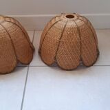 Set of 2 vintage wicker hanging decorations
