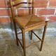 Antique turned wood high bar stool + vintage straw seat