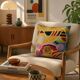 Housse de coussin brodée main en soie, art moderne, motif spirales
