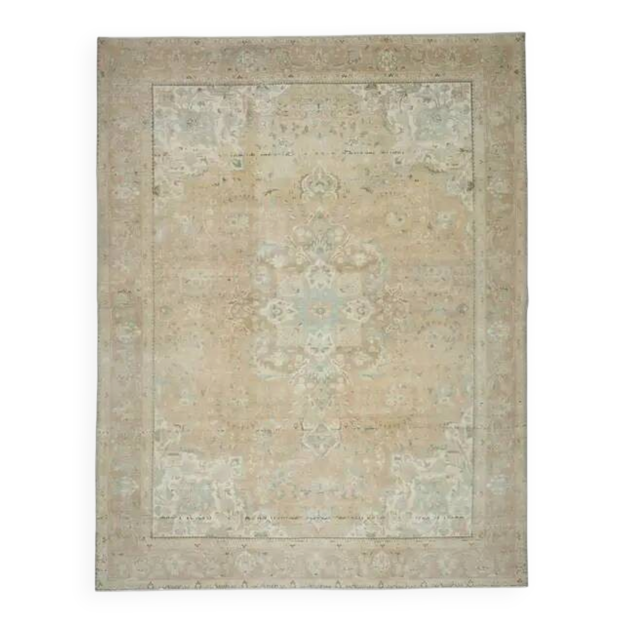 1970s Vintage Persian Handmade Wool Cotton Orange Area Rug 306X381