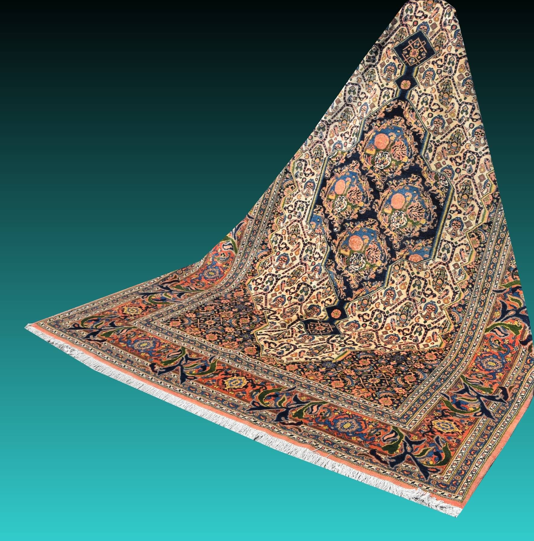 Ancient Oriental Carpet Senneh Iran: 190x290 cm Persian Kurdistan