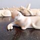 Set of 7 porcelain knife rests, animals, dog, cats, fish, rabbit.