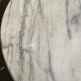 Table de bistrot marbre ovale et acier noire pétrole 4 couverts 140cm