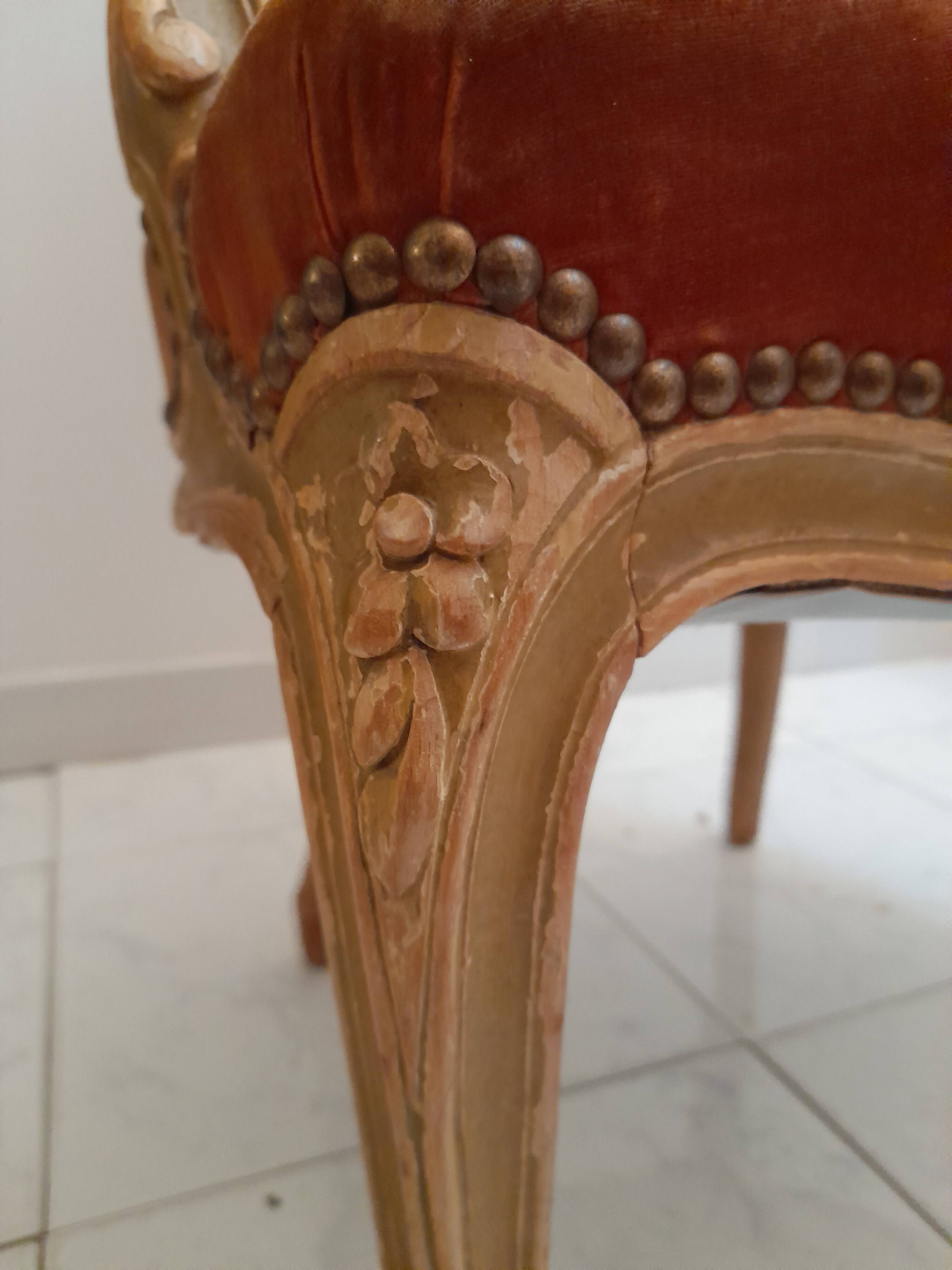 Louis XV style cabriolet or toadstool armchair, 19th century.