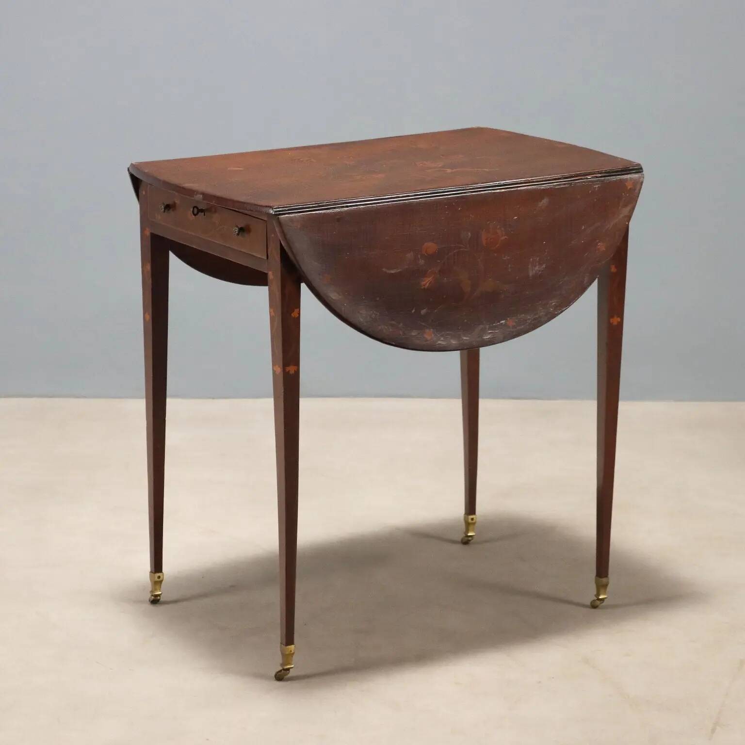 Petite table ancienne en acajou marquetée, Royaume-Uni, XIXe siècle