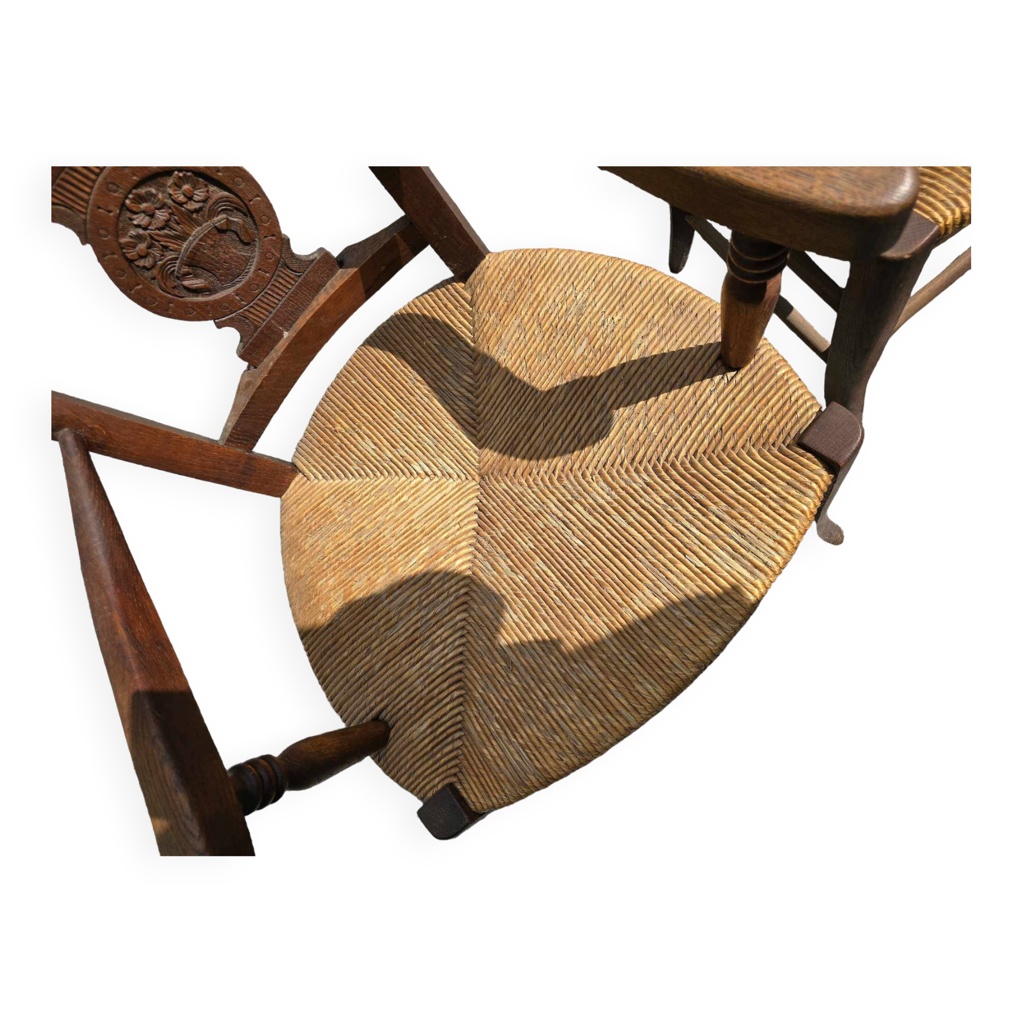 Fauteuil campagnard + chaise en chêne