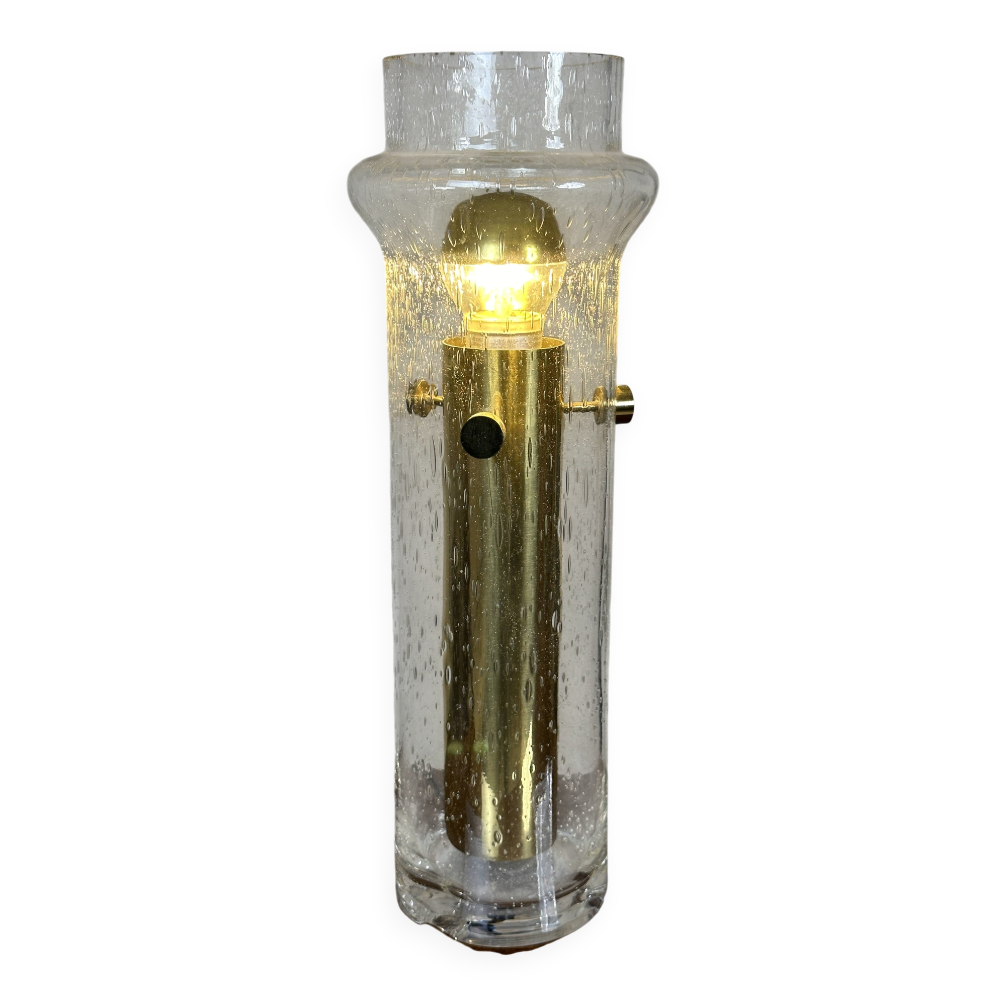 Space Age table lamp in bubbled glass and brass, 1970s