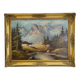 Alpine landscape oil painting with Tyrolean mountain hut