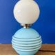 Lampe à poser vintage en opaline bleu et blanche