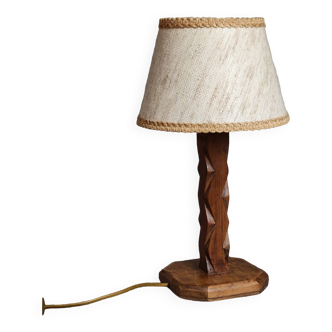 Brutalist carved wooden lamp 1950