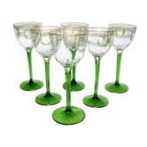 Series of 6 enamelled rhine wine glasses roemer jugenstyl 1910-1920 theresienthal moser