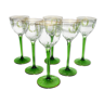 Series of 6 enamelled rhine wine glasses roemer jugenstyl 1910-1920 theresienthal moser