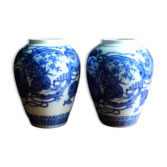 Pair of blue and white chinese vases