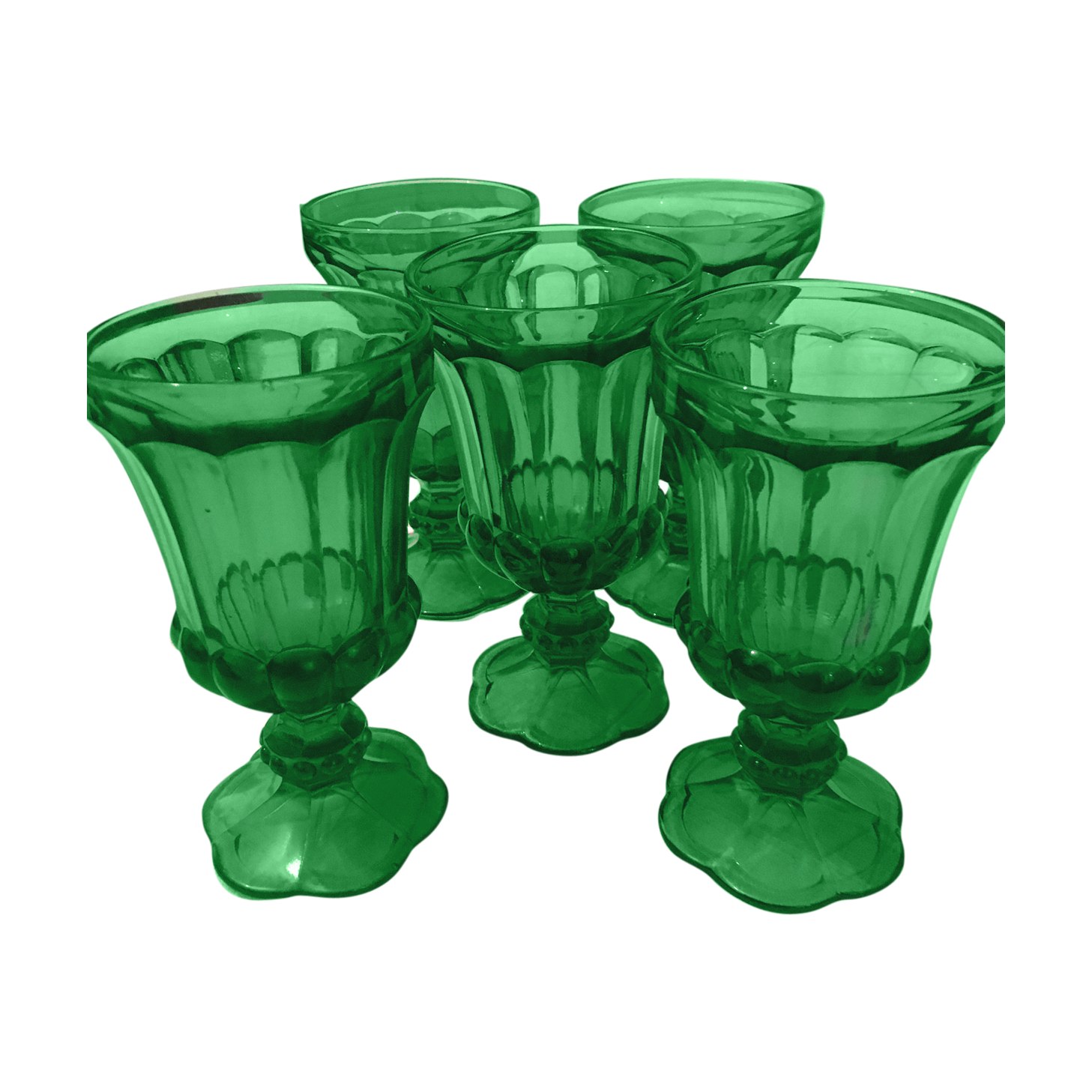 Worked glass walking glasses. Green