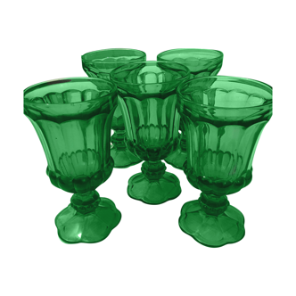 Worked glass walking glasses. Green