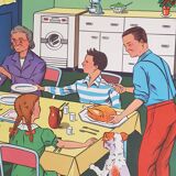 Rossignol school poster "the repas in family" - "the maladie"