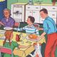 Affiche d'école Rossignol "le repas en famille " & "la maladie"