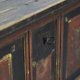 Very large painted folk art rustic farmhouse bridal chest / dresser