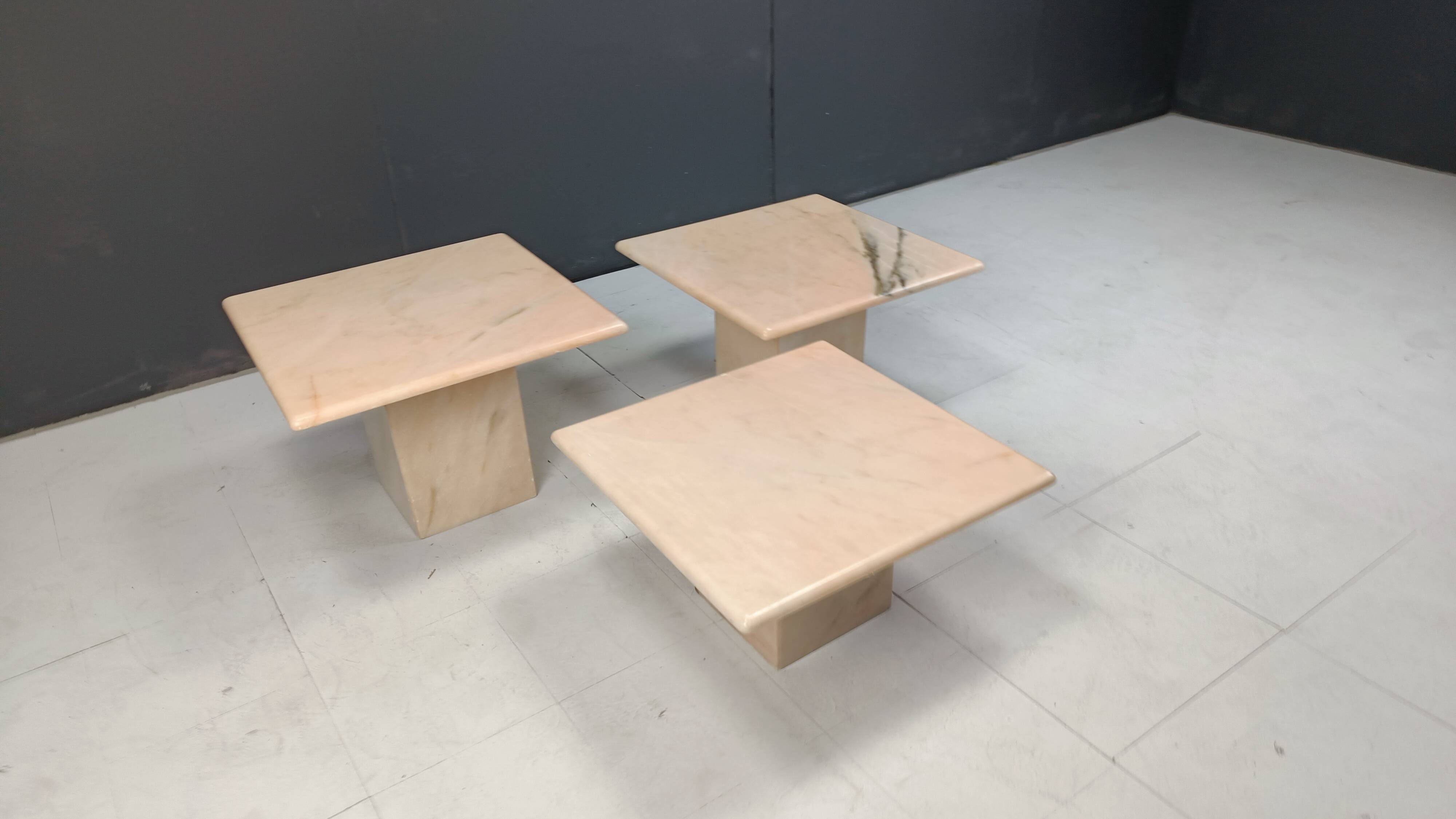 Tables gigognes ou tables d'appoint vintage en marbre, années 1970