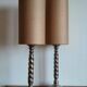 Pair of twisted metal silver-plated column lamps