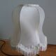 Turned wood lamp with fabric lampshade